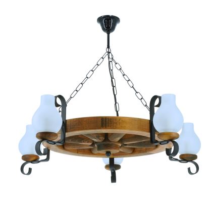 Κρεμαστό φωτιστικό οροφής ROATA 5xE14/40W/230V διάμετρος 70 cm οξιά
