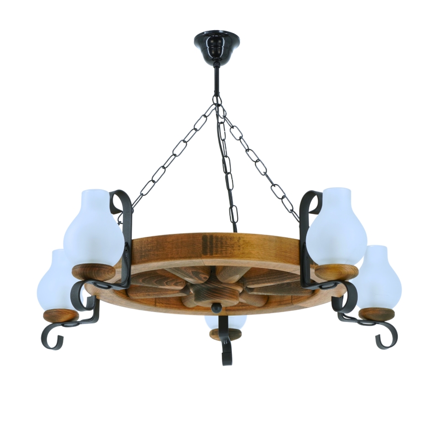 Κρεμαστό φωτιστικό οροφής ROATA 5xE14/40W/230V διάμετρος 70 cm οξιά