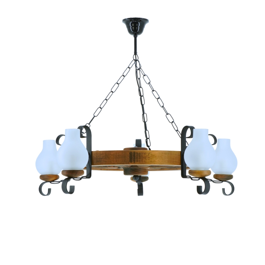 Κρεμαστό φωτιστικό οροφής ROATA 5xE14/40W/230V διάμετρος 70 cm οξιά