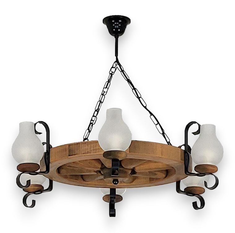 Κρεμαστό φωτιστικό οροφής ROATA 6xE14/40W/230V διάμετρος 70 cm οξιά