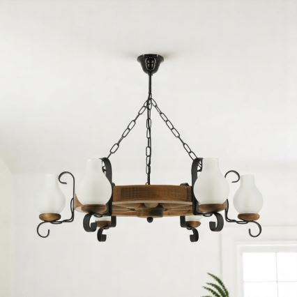 Κρεμαστό φωτιστικό οροφής ROATA 6xE14/40W/230V διάμετρος 70 cm οξιά
