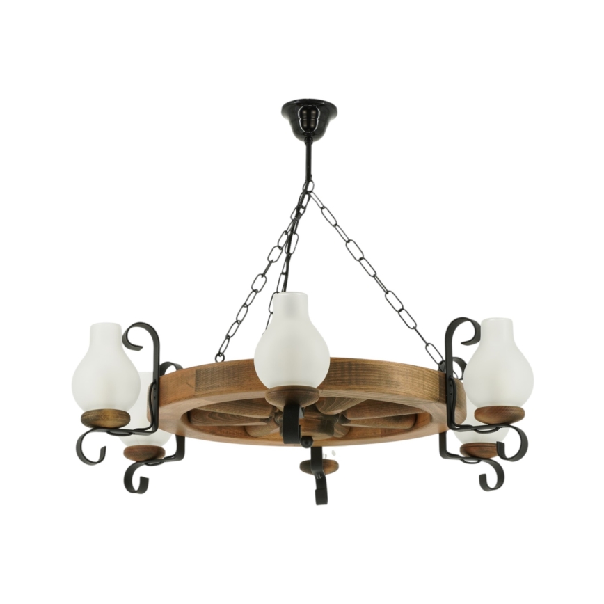 Κρεμαστό φωτιστικό οροφής ROATA 6xE14/40W/230V διάμετρος 70 cm οξιά