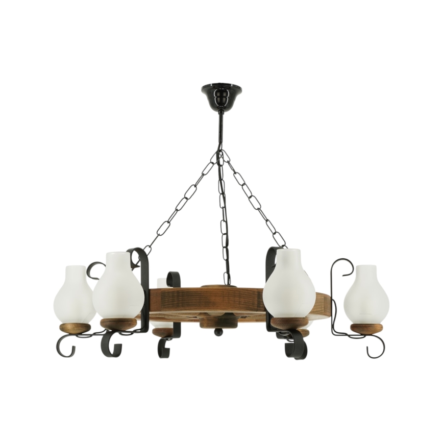 Κρεμαστό φωτιστικό οροφής ROATA 6xE14/40W/230V διάμετρος 70 cm οξιά
