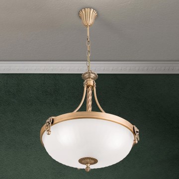 Κρεμαστό φωτιστικό οροφής ROCCA 3xE27/60W/230V διάμετρος 42 cm μπρονζέ/λευκό