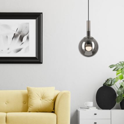 Κρεμαστό φωτιστικό οροφής ROLLO 1xE14/5W/230V ματ χρώμιο/φιμέ