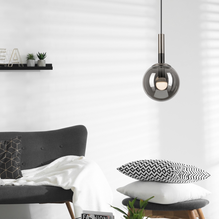 Κρεμαστό φωτιστικό οροφής ROLLO 1xE14/5W/230V ματ χρώμιο/φιμέ