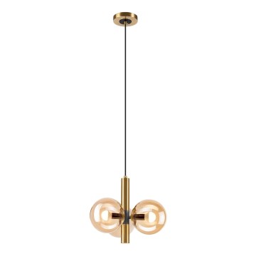 Κρεμαστό φωτιστικό οροφής ROLLO 3xE14/5W/230V χρυσό/φιμέ μπεζ