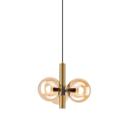 Κρεμαστό φωτιστικό οροφής ROLLO 3xE14/5W/230V χρυσό/φιμέ μπεζ