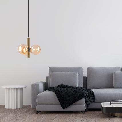 Κρεμαστό φωτιστικό οροφής ROLLO 3xG9/5W/230V χρυσό/φιμέ μπεζ