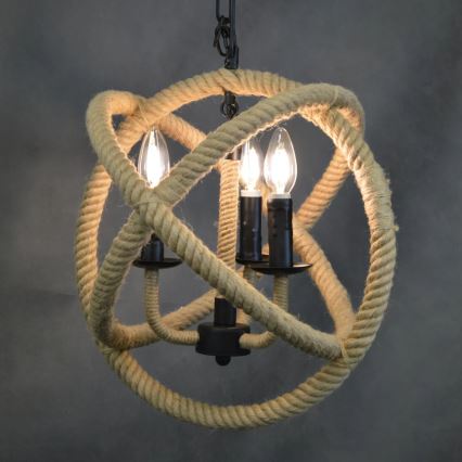 Κρεμαστό φωτιστικό οροφής ROPE GLOBO 3xE14/10W/230V