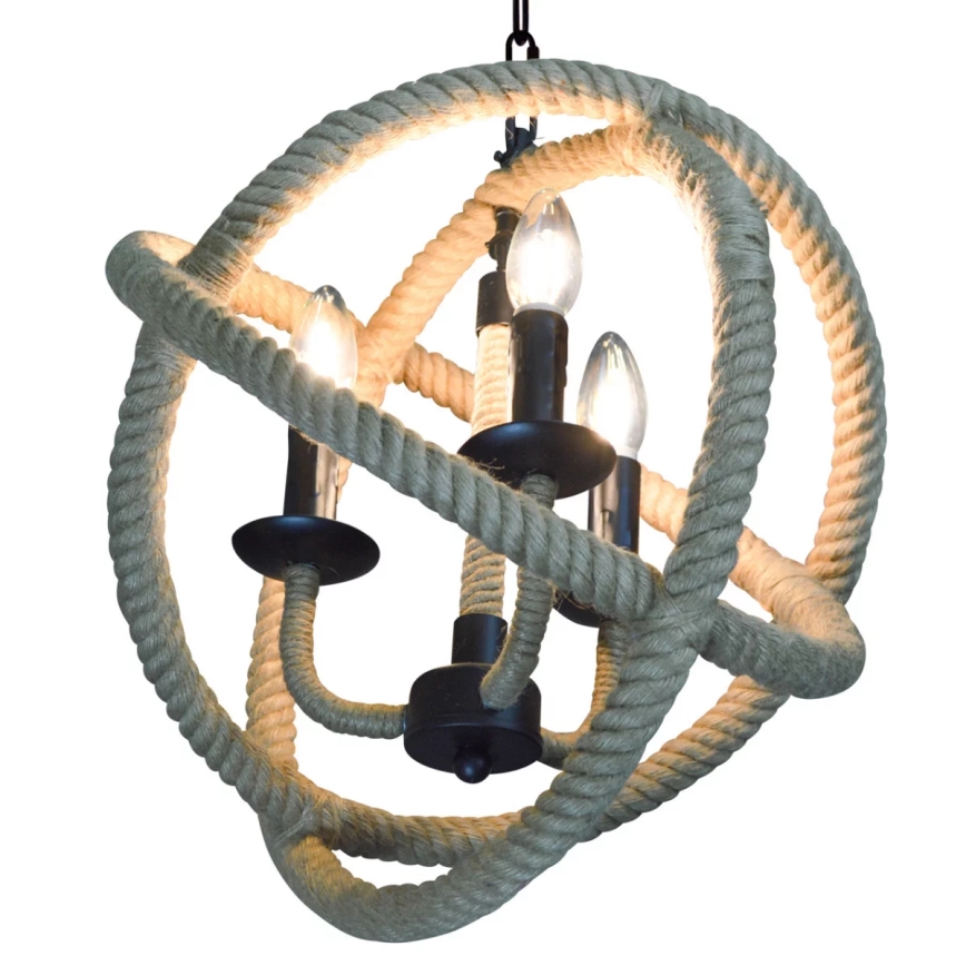 Κρεμαστό φωτιστικό οροφής ROPE GLOBO 3xE14/10W/230V