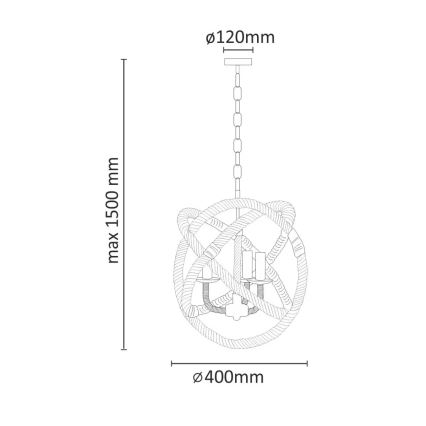 Κρεμαστό φωτιστικό οροφής ROPE GLOBO 3xE14/10W/230V