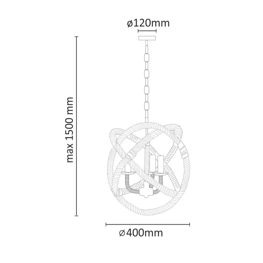 Κρεμαστό φωτιστικό οροφής ROPE GLOBO 3xE14/10W/230V