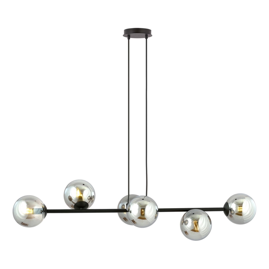 Κρεμαστό φωτιστικό οροφής ROSSI 6xE14/10W/230V μαύρο/γκρι