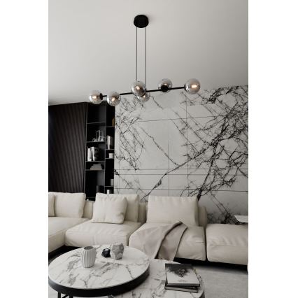 Κρεμαστό φωτιστικό οροφής ROSSI 6xE14/10W/230V μαύρο/γκρι