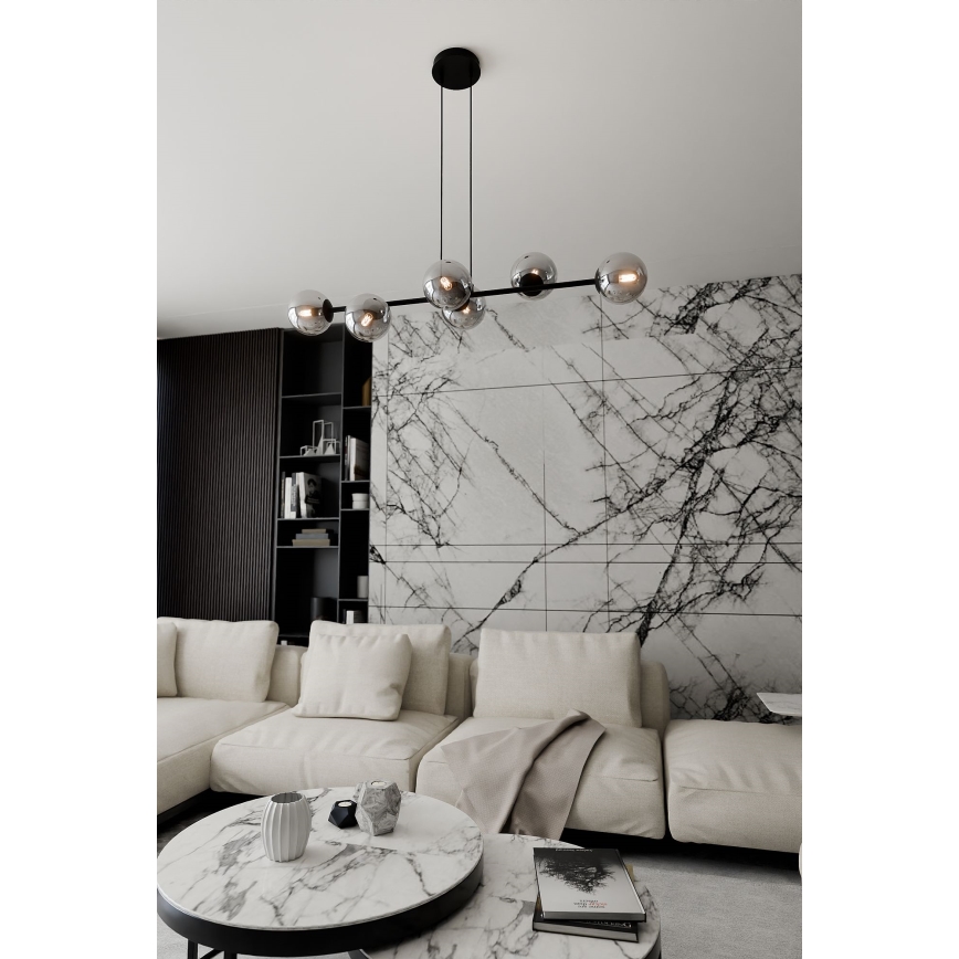 Κρεμαστό φωτιστικό οροφής ROSSI 6xE14/10W/230V μαύρο/γκρι