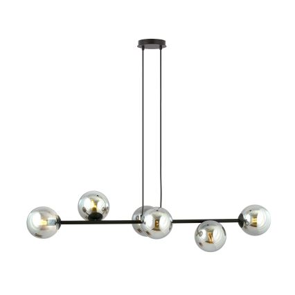 Κρεμαστό φωτιστικό οροφής ROSSI 6xE14/10W/230V μαύρο/γκρι