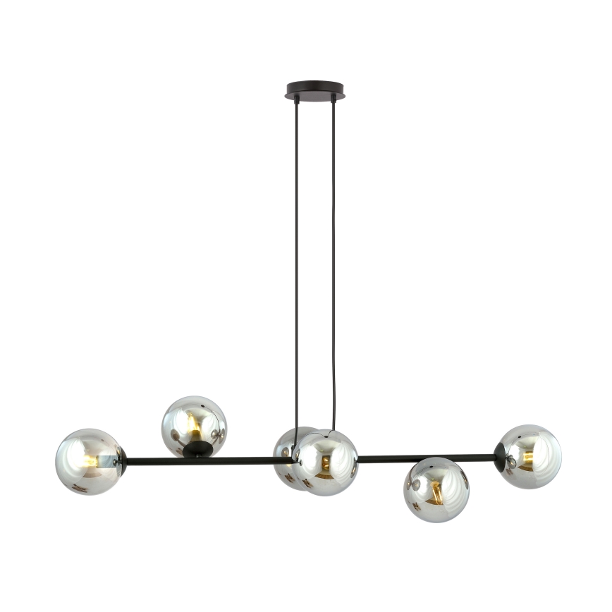 Κρεμαστό φωτιστικό οροφής ROSSI 6xE14/10W/230V μαύρο/γκρι