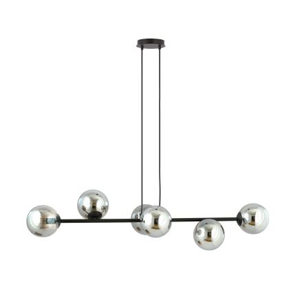 Κρεμαστό φωτιστικό οροφής ROSSI 6xE14/10W/230V μαύρο/γκρι