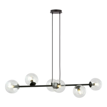 Κρεμαστό φωτιστικό οροφής ROSSI 6xE14/10W/230V μαύρο/γυάλινο