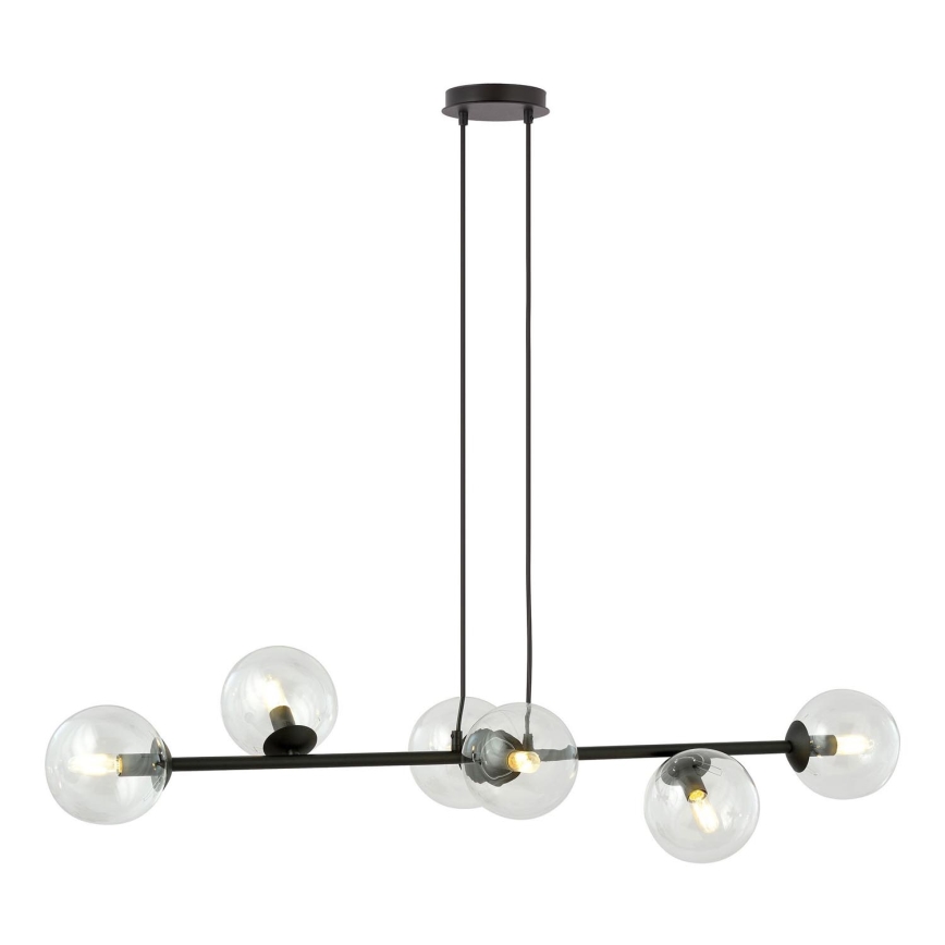 Κρεμαστό φωτιστικό οροφής ROSSI 6xE14/10W/230V μαύρο/γυάλινο