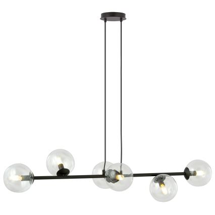 Κρεμαστό φωτιστικό οροφής ROSSI 6xE14/10W/230V μαύρο/γυάλινο