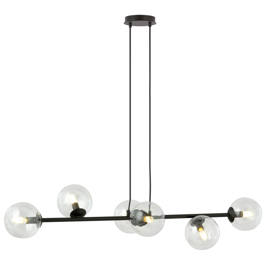 Κρεμαστό φωτιστικό οροφής ROSSI 6xE14/10W/230V μαύρο/γυάλινο