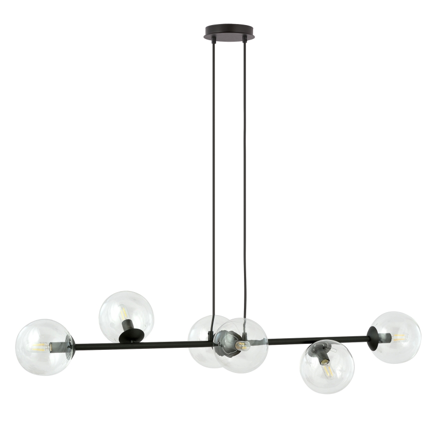 Κρεμαστό φωτιστικό οροφής ROSSI 6xE14/10W/230V μαύρο/γυάλινο