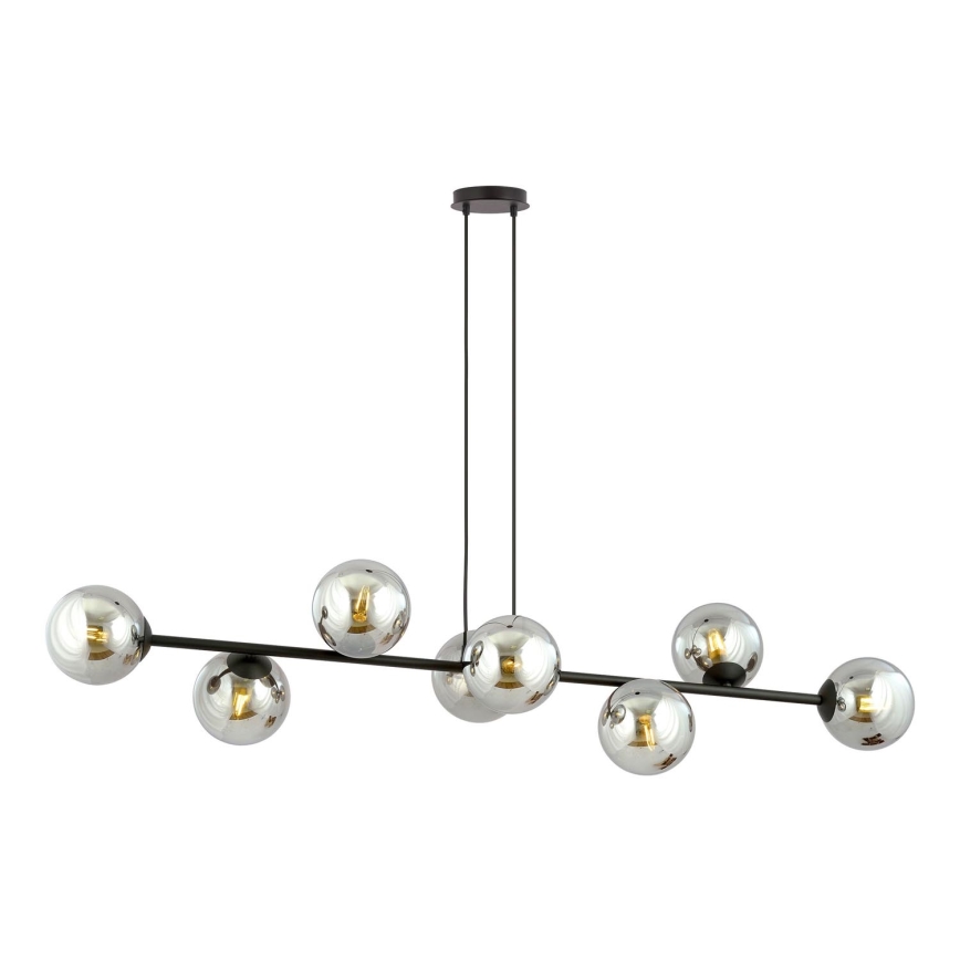Κρεμαστό φωτιστικό οροφής ROSSI 8xE14/10W/230V μαύρο/γκρι