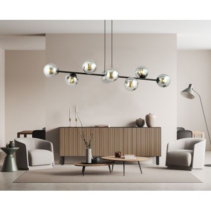 Κρεμαστό φωτιστικό οροφής ROSSI 8xE14/10W/230V μαύρο/γκρι