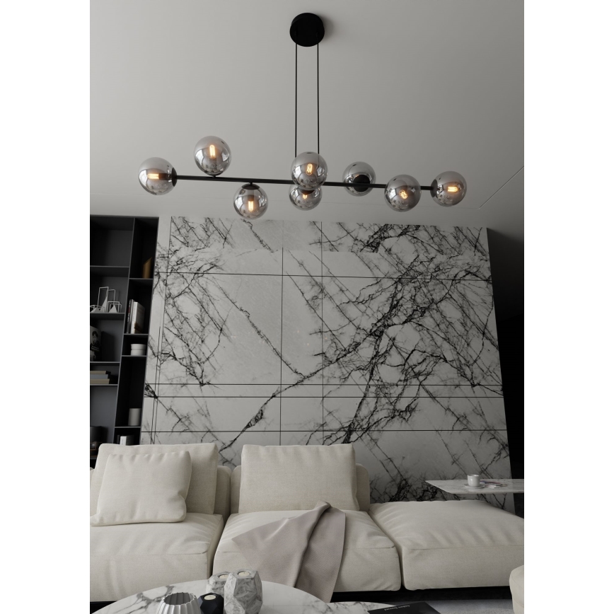 Κρεμαστό φωτιστικό οροφής ROSSI 8xE14/10W/230V μαύρο/γκρι