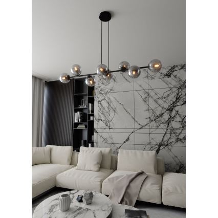 Κρεμαστό φωτιστικό οροφής ROSSI 8xE14/10W/230V μαύρο/γκρι