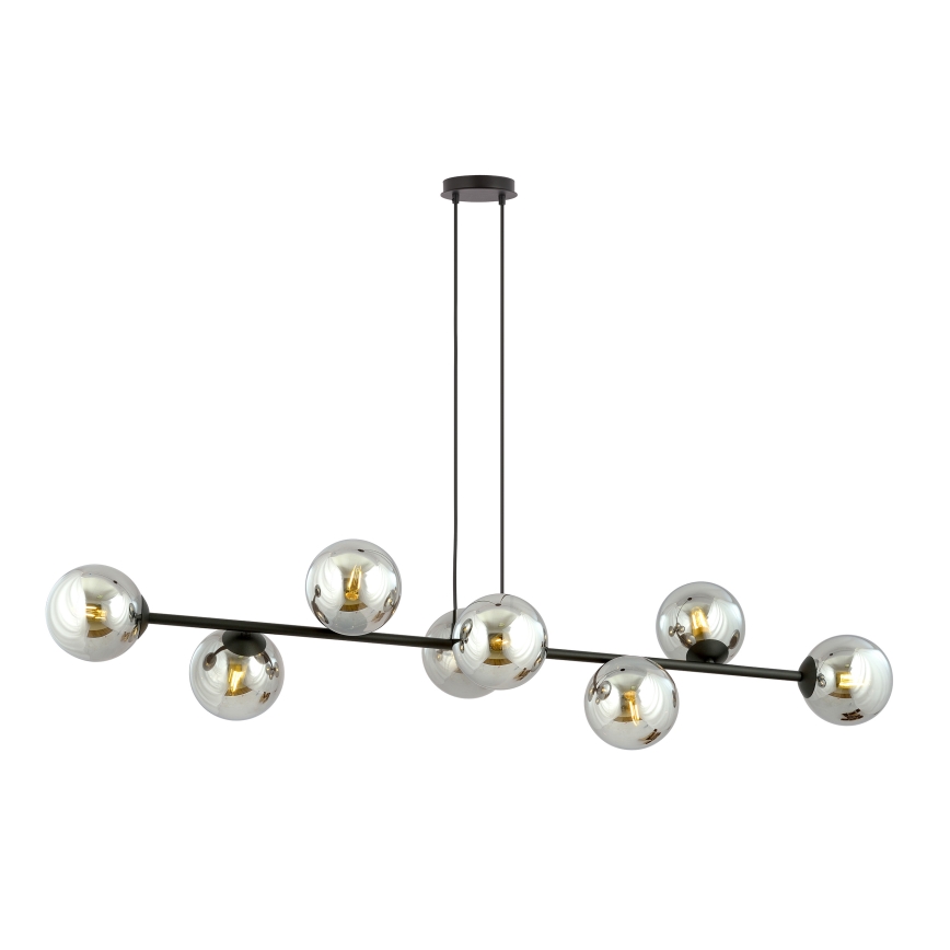 Κρεμαστό φωτιστικό οροφής ROSSI 8xE14/10W/230V μαύρο/γκρι