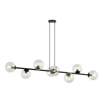 Κρεμαστό φωτιστικό οροφής ROSSI 8xE14/10W/230V μαύρο/γυάλινο