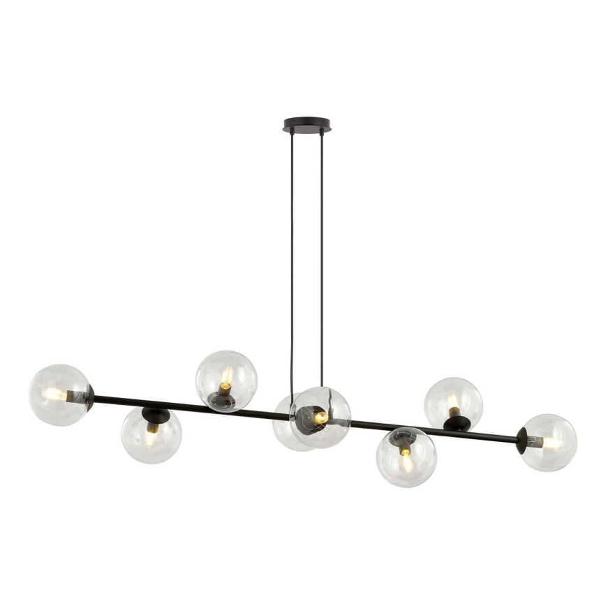 Κρεμαστό φωτιστικό οροφής ROSSI 8xE14/10W/230V μαύρο/γυάλινο
