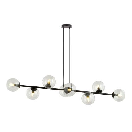 Κρεμαστό φωτιστικό οροφής ROSSI 8xE14/10W/230V μαύρο/γυάλινο