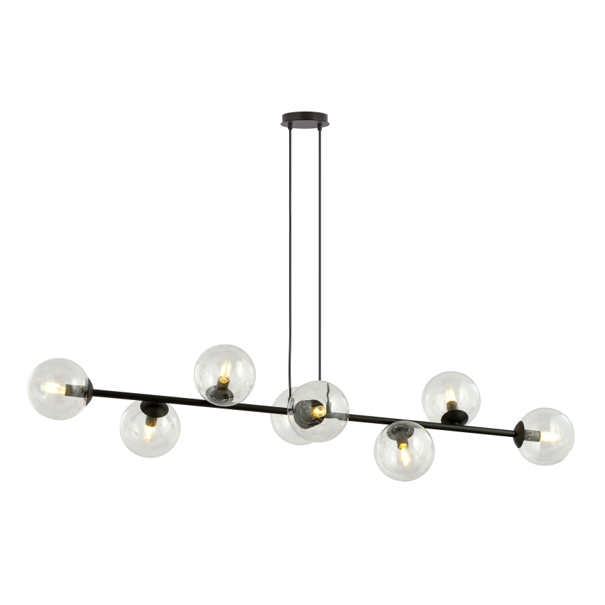 Κρεμαστό φωτιστικό οροφής ROSSI 8xE14/10W/230V μαύρο/γυάλινο