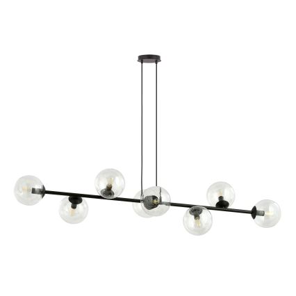 Κρεμαστό φωτιστικό οροφής ROSSI 8xE14/10W/230V μαύρο/γυάλινο