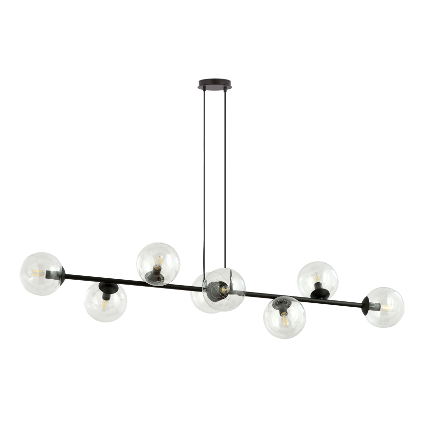 Κρεμαστό φωτιστικό οροφής ROSSI 8xE14/10W/230V μαύρο/γυάλινο