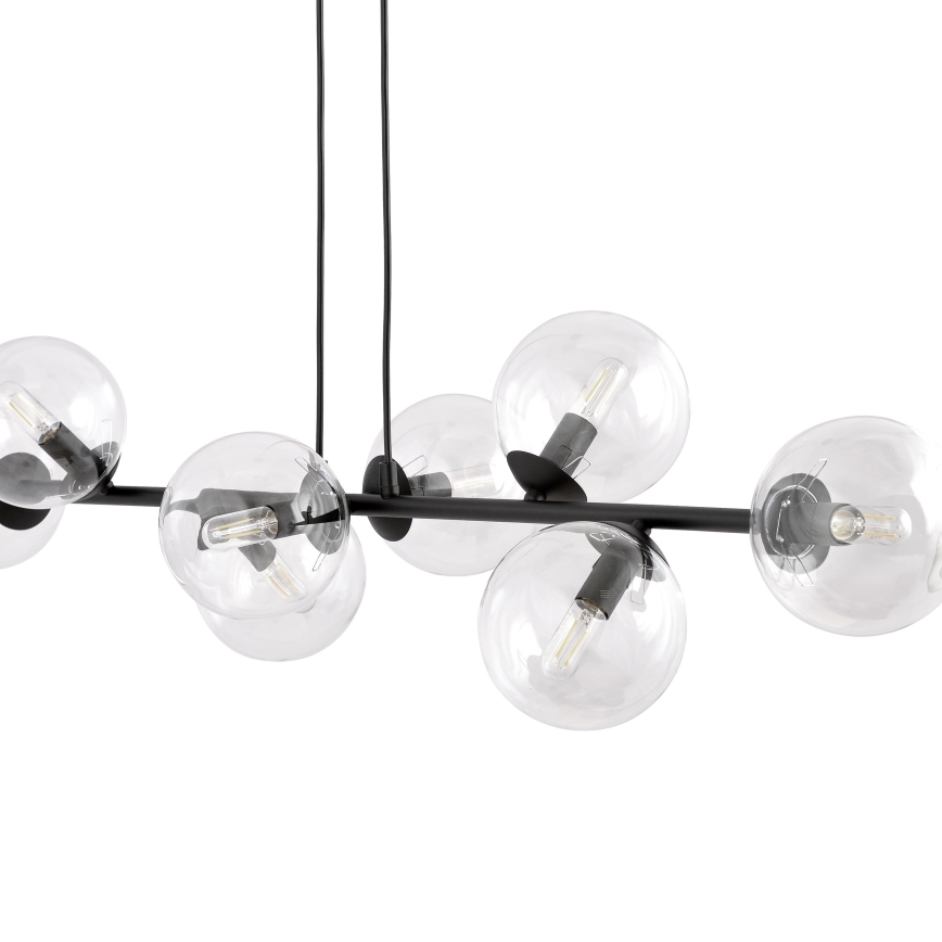 Κρεμαστό φωτιστικό οροφής ROSSI 8xE14/10W/230V μαύρο/γυάλινο