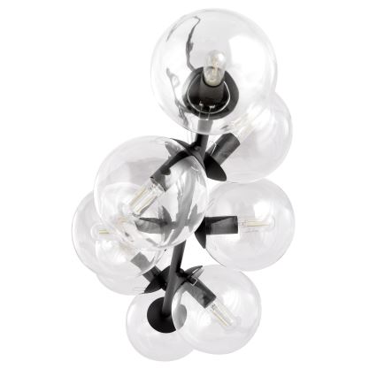 Κρεμαστό φωτιστικό οροφής ROSSI 8xE14/10W/230V μαύρο/γυάλινο