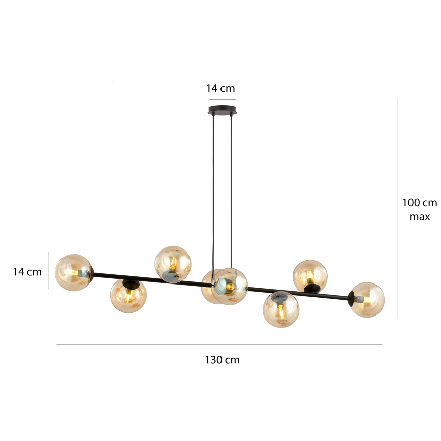 Κρεμαστό φωτιστικό οροφής ROSSI 8xE14/10W/230V μαύρο/μπεζ