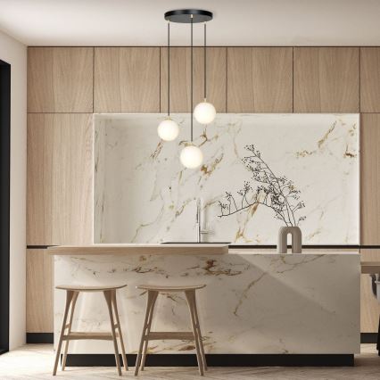 Κρεμαστό φωτιστικό οροφής ROYAL 3xE14/10W/230V διάμετρος 30 cm μαύρο