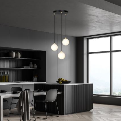 Κρεμαστό φωτιστικό οροφής ROYAL 3xE14/10W/230V διάμετρος 30 cm μαύρο