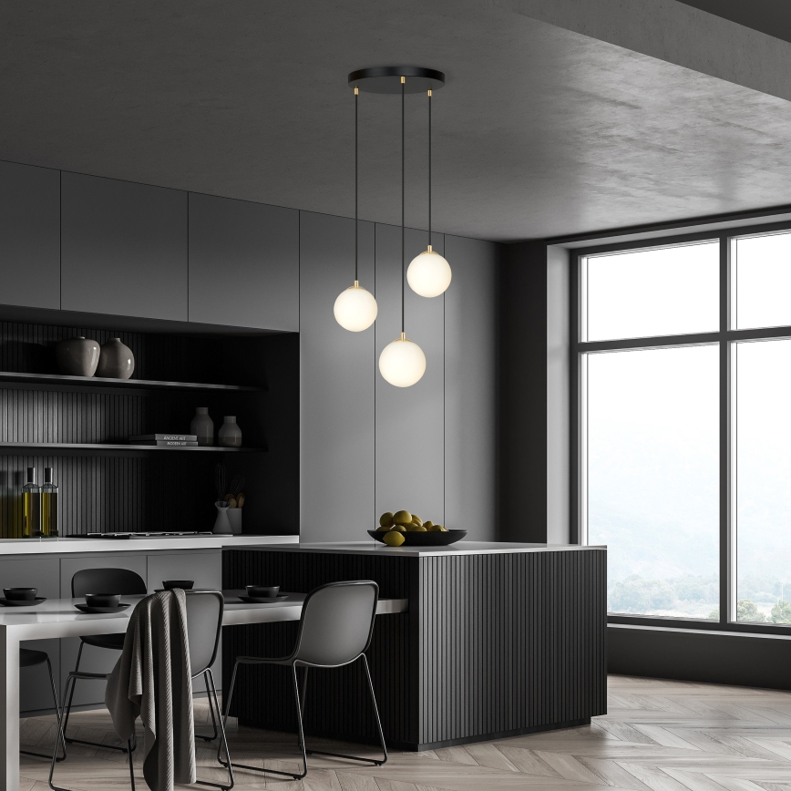 Κρεμαστό φωτιστικό οροφής ROYAL 3xE14/10W/230V διάμετρος 30 cm μαύρο