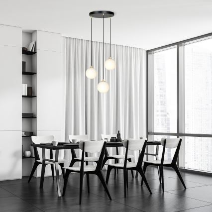 Κρεμαστό φωτιστικό οροφής ROYAL 3xE14/10W/230V διάμετρος 30 cm μαύρο