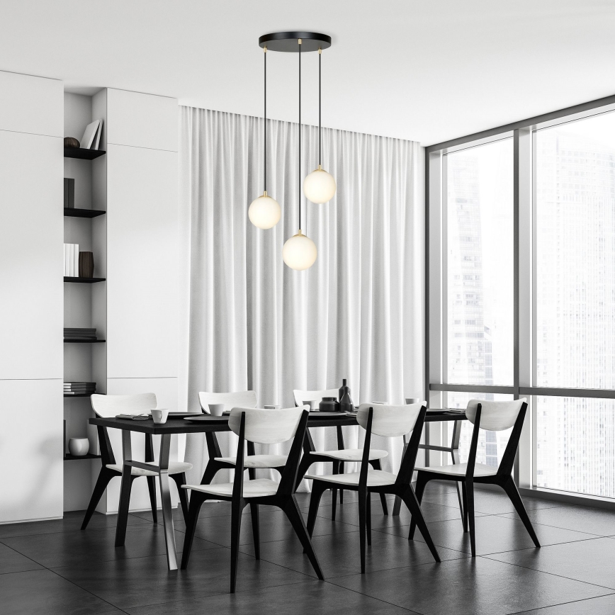 Κρεμαστό φωτιστικό οροφής ROYAL 3xE14/10W/230V διάμετρος 30 cm μαύρο