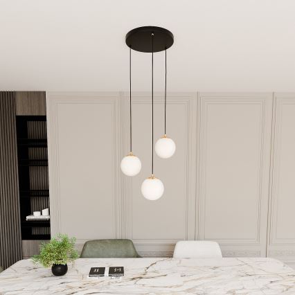 Κρεμαστό φωτιστικό οροφής ROYAL 3xE14/10W/230V διάμετρος 30 cm μαύρο