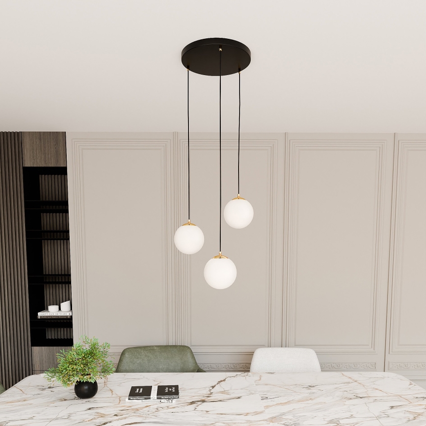 Κρεμαστό φωτιστικό οροφής ROYAL 3xE14/10W/230V διάμετρος 30 cm μαύρο