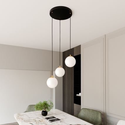 Κρεμαστό φωτιστικό οροφής ROYAL 3xE14/10W/230V διάμετρος 30 cm μαύρο